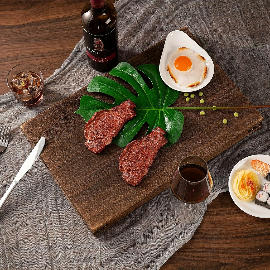 Plateau de petit-déjeuner en bois à poignée — lot de 7