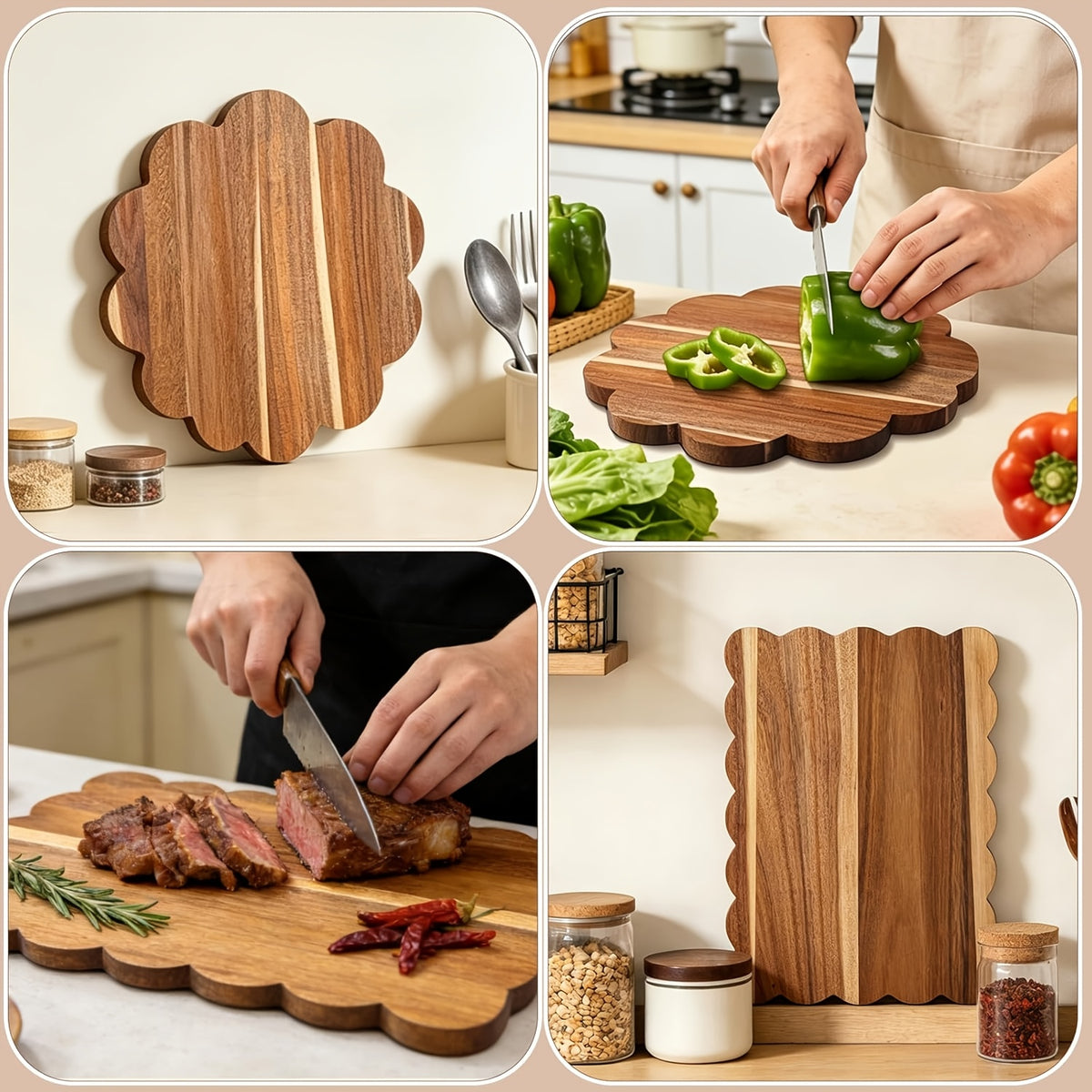 Planche à découper en bois à poignée — lot de 2 — modèle 3