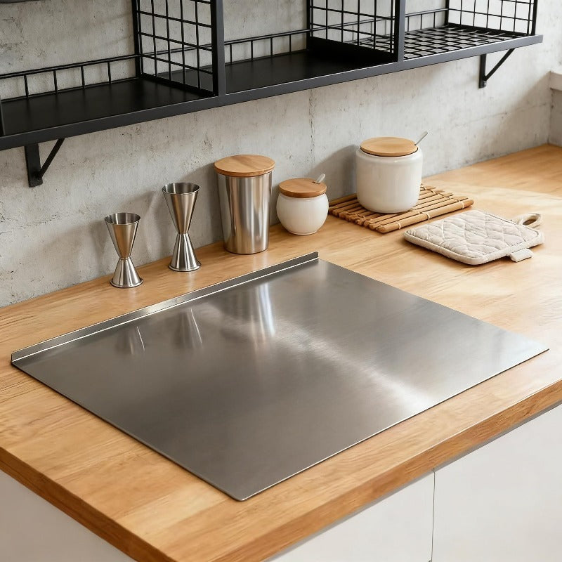 Grande planche à découper en inox réversible avec support — 60 x 40 cm — modèle 2