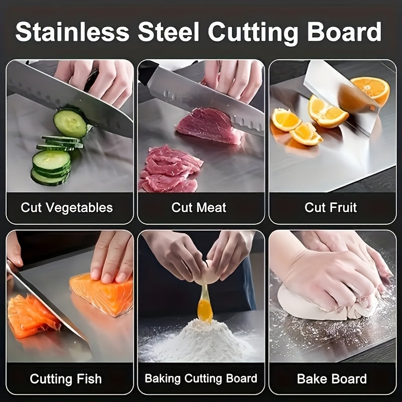 Planche à découper en inox réversible — lot de 4
