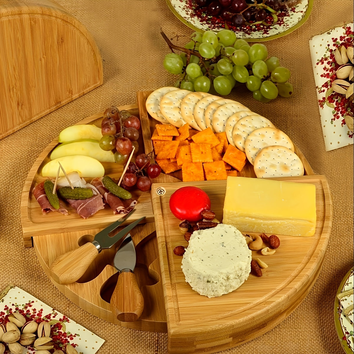 Plateau à fromage en bambou à poignée