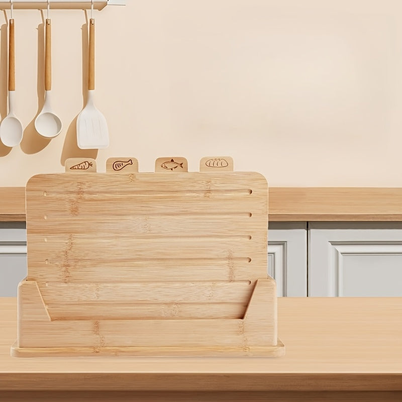 Planche à découper en bambou avec support — lot de 4, 36,3 x 11,9 cm