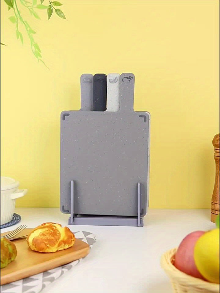 Planche à découper en plastique avec support — lot de 4