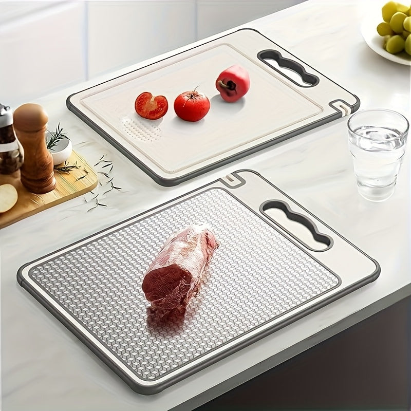 Planche à découper en inox à rainure à jus réversible pour viande et poisson