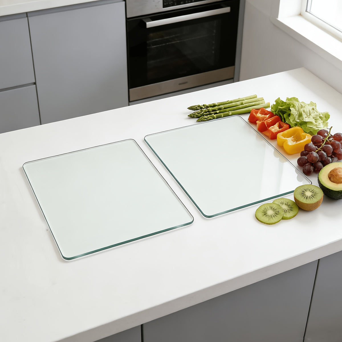 Planche à découper en verre — lot de 2, 30 x 30 cm