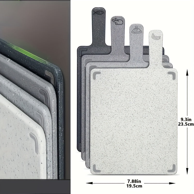 Planche à découper en plastique avec support — lot de 4