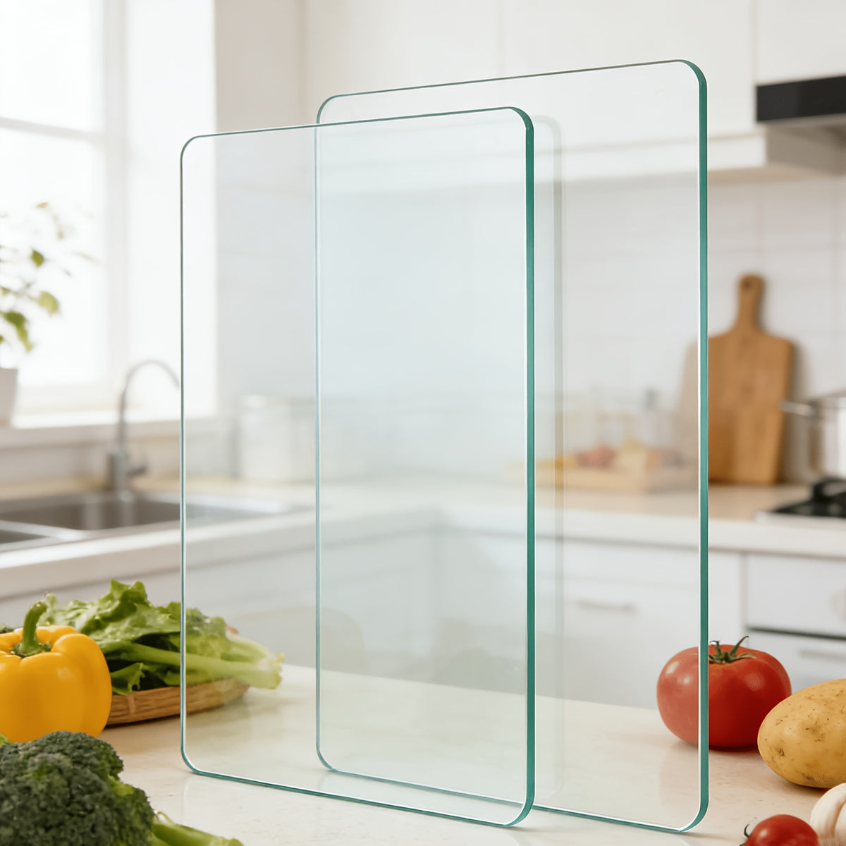 Planche à découper en verre antidérapante — lot de 2, 35 x 25 cm